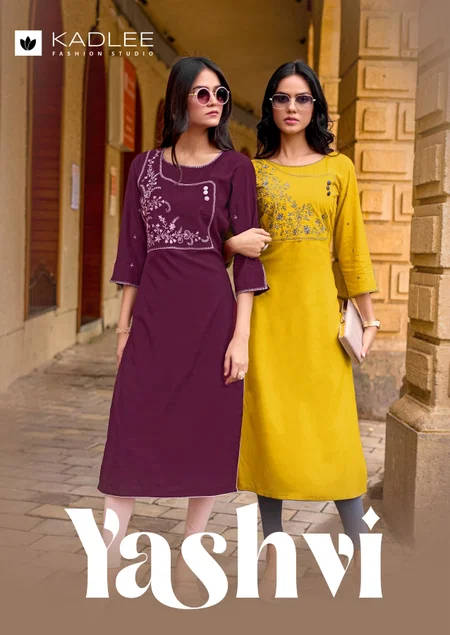 Yashvi By Kadlee Rayon Embroidery Kurti Wholesale Clothing Suppliers In India
